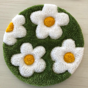 Mini tapis rond - Champ fleuri