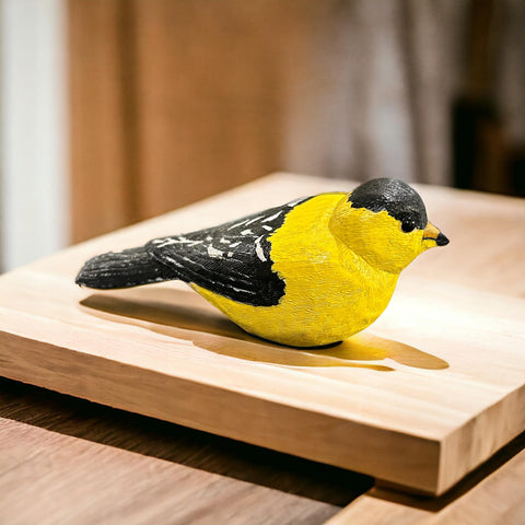 Sculpture en bois oiseau - Chardonneret jaune